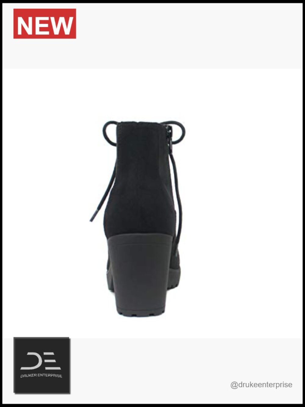 Lug Sole Chunky Heel Combat Ankle Bootie Lace Up Side Zipper - Picture 6 of 6